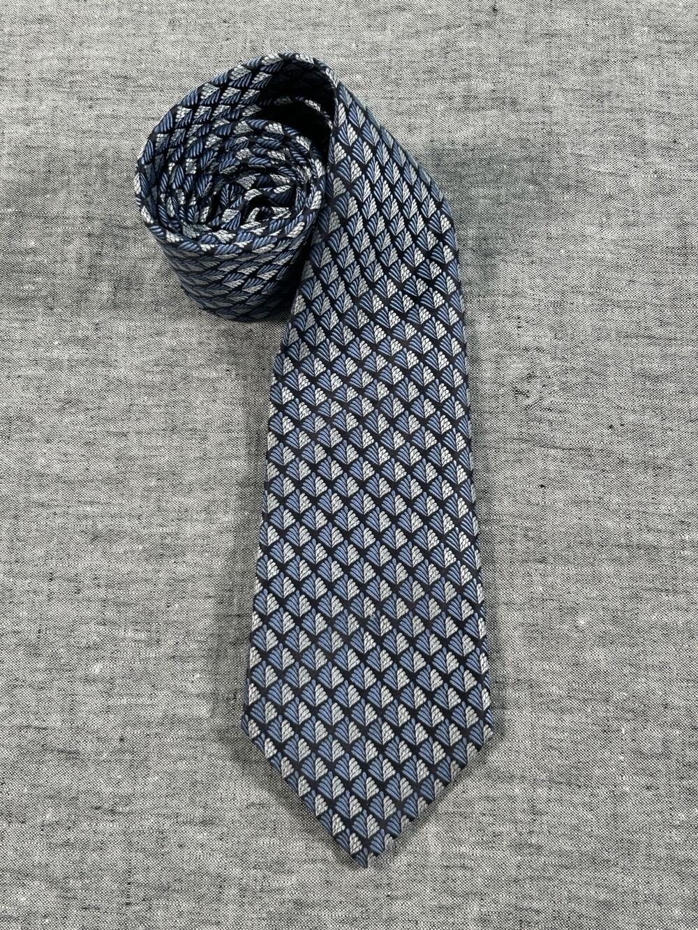 Ermenegildo Zegna Tie Mens One Size Blue Silver Geometric Silk Made in Italy